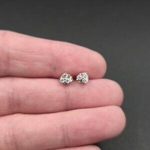 Sterling Silver Triple Small Cubic Zirconia Stud Earrings A7063